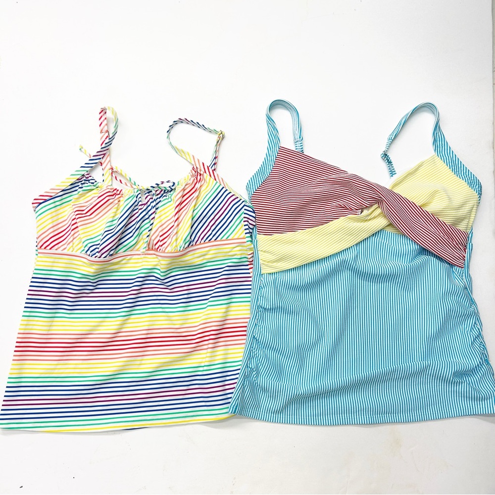 Lands' End Women's Multicolor Striped One-Piece Tankini Tops